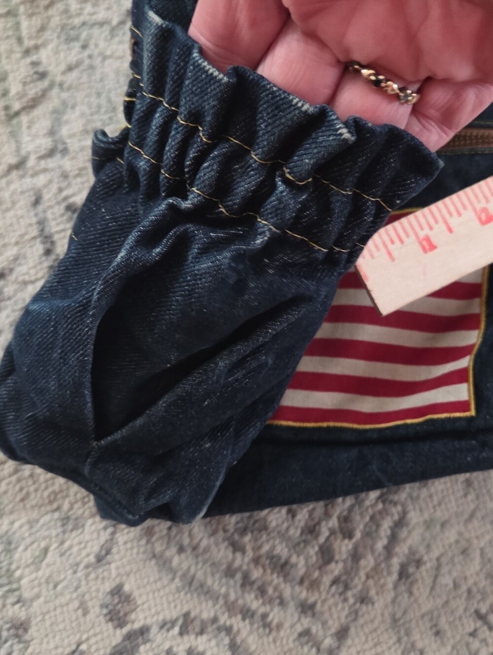 Denim Shoulder Bag Patriotic USA Fabric Y2K Americana - Picture 8 of 10